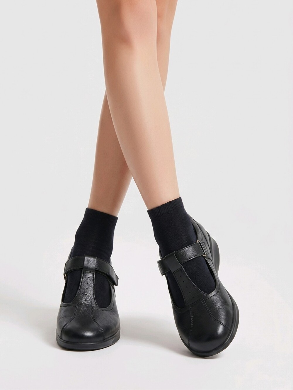ECCO Black Leather Mary Jane Loafers